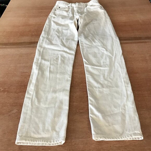 Agolde 90's Pinch Jeans Women 23 White High Rise Button Fly Stretch Preppy 17477 - Picture 1 of 13